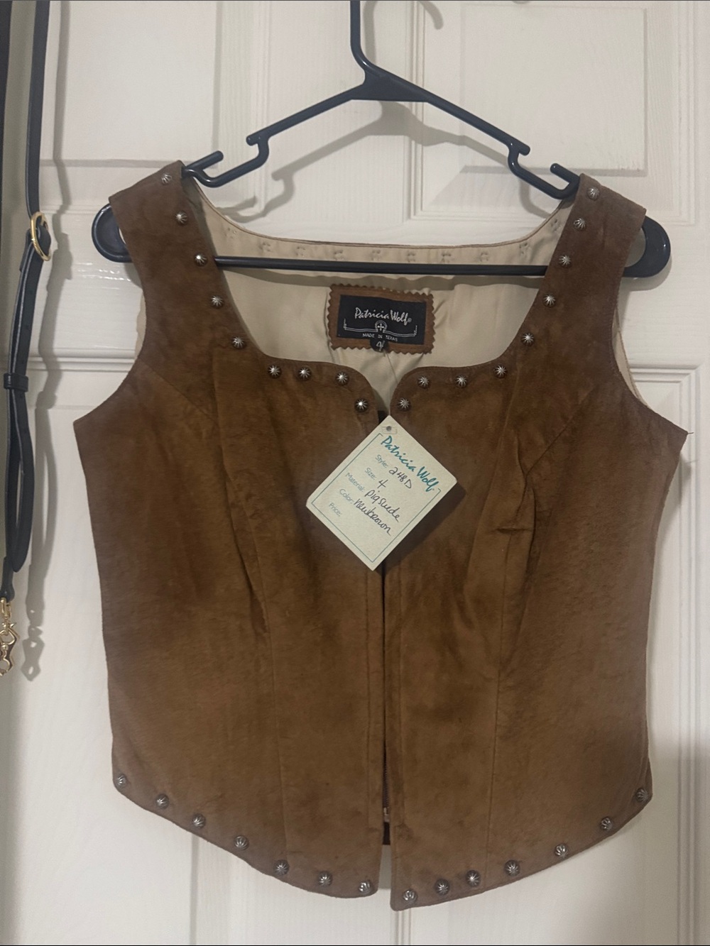 Patricia Wolf Brown Suede Studded Vest